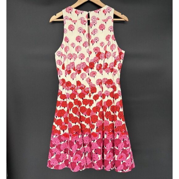 Maggy London Women's Floral Sleeveless A-Line Dress Size 10 Ivory Base Pink Red - Picture 2 of 13